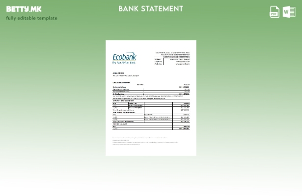 модерен стил Сенегал Ecobank банка изводи ексел шаблон